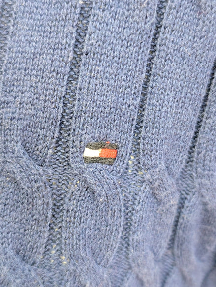 Pull Femme Tommy Hilfiger Bleu Électrique Torsadé - Taille 3XL