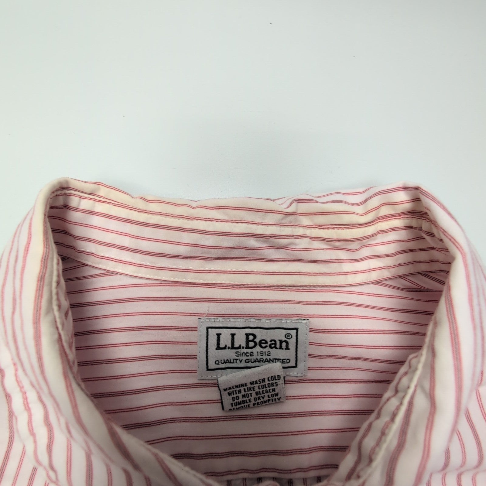 Chemise L.L. Bean blanche à rayures rouges taille L #137e