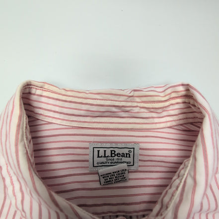 Chemise L.L. Bean blanche à rayures rouges taille L #137e