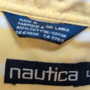 Chemise Nautica L Jaune Pâle Rayures 100% Coton Logo Boussole Rare