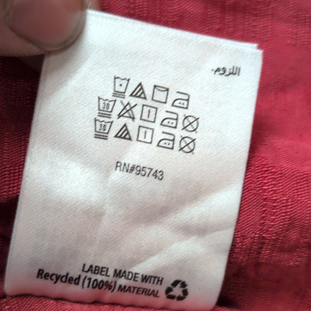 Chemise Tasso Elba Taille L Rouge Soie Rayonne Gaufrée Manches Courtes