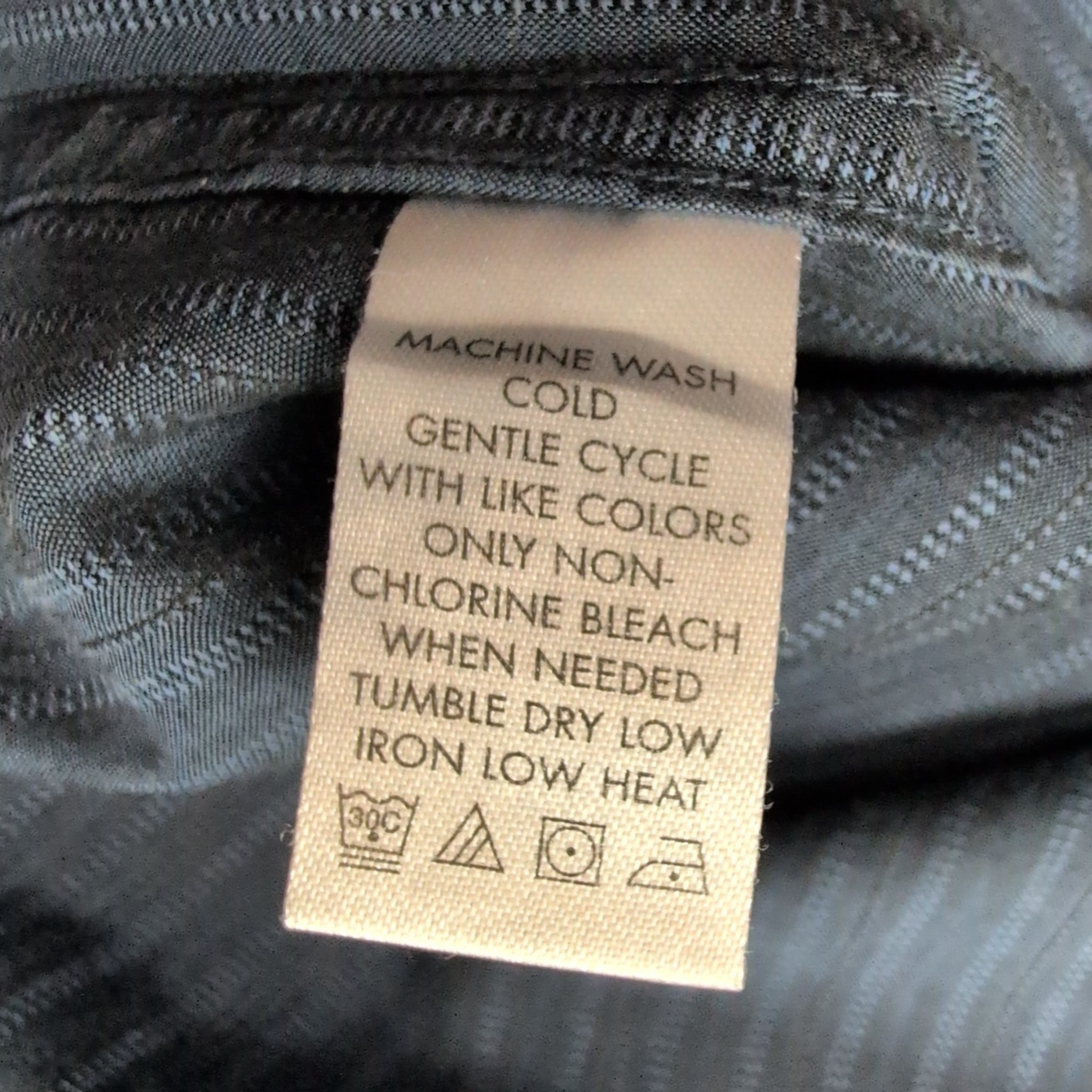 Chemise Calvin Klein L Bleu Marine Rayures Gaufrées Coton Manches Longues
