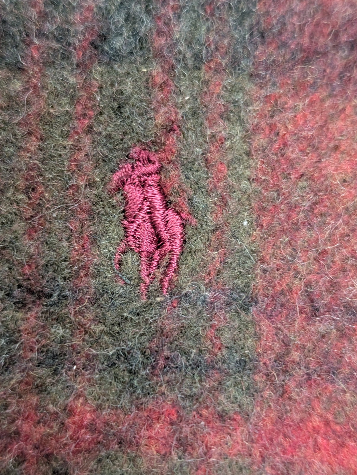 Écharpe Polo Ralph Lauren Carreaux Bordeaux Marron Laine Italie