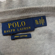 Pull POLO RALPH LAUREN Homme XL Gris Foncé Col V Logo Ton sur Ton Excellent État