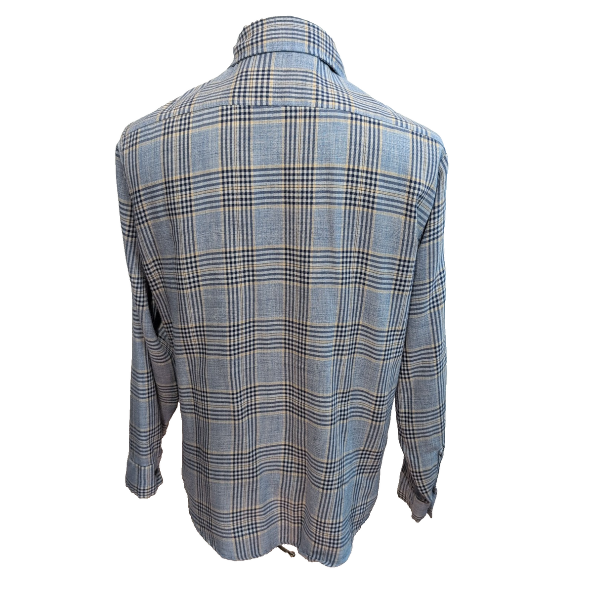 Chemise DEE CEE Vintage Made in USA Bleu Carreaux Col Pointe Années 70 M/L