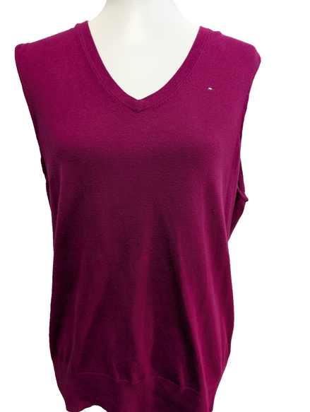 Pull fin sans Manche Tommy Hilfiger Fuchsia - Coton Pima - Taille XL Femme