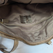 Sac Coach Signature Beige Jacquard Toile Cuir Épaule Cabas