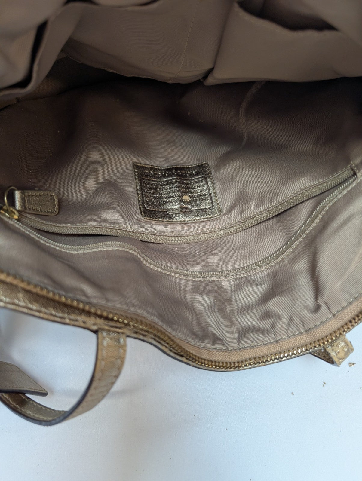 Sac Coach Signature Beige Jacquard Toile Cuir Épaule Cabas