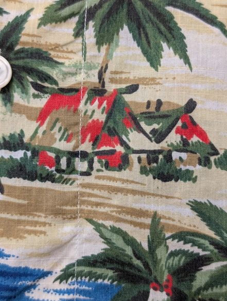 Chemise Hawaïenne J.Crew Coton Bleu Motif Plage & Palmiers - Taille S
