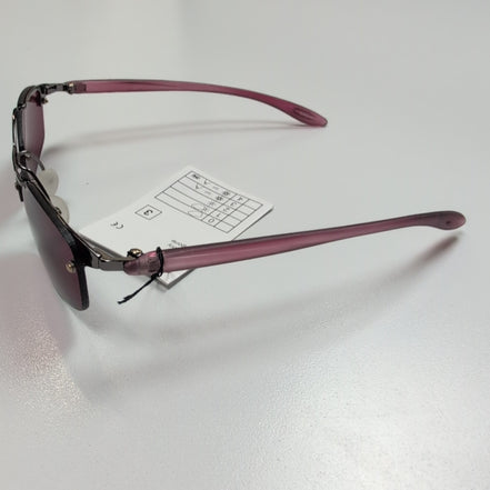 Lunettes de soleil Y2K Rectangulaires Métal Chromé Gris et Bordeaux