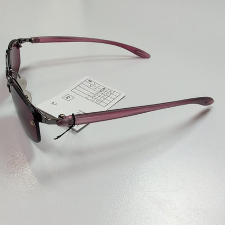 Lunettes de soleil Y2K Rectangulaires Métal Chromé Gris et Bordeaux