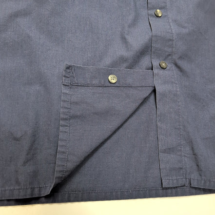 Chemise YVES SAINT LAURENT XL Bleu Marine Unie Manches Courtes Logo Brodé