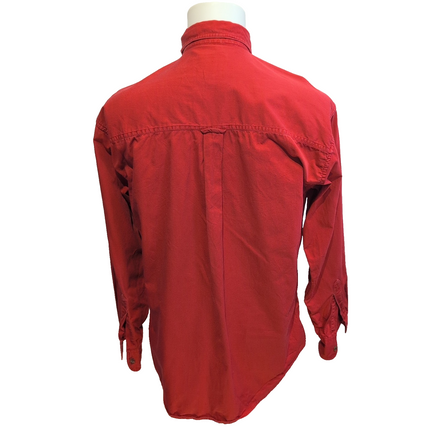 Chaps Ralph Lauren Chemise Rouge Unie Manches Longues 100% Coton Homme M