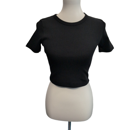 Haut Crop JJXX Femme S Noir Manches Courtes Coton Stretch Neuf Étiquette