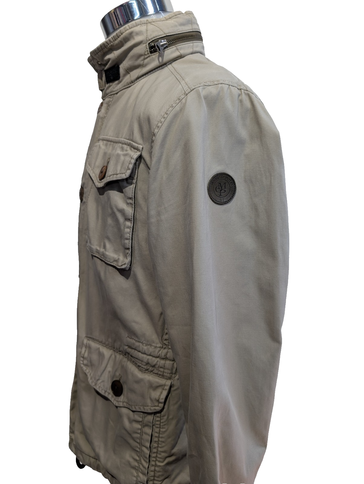 Marc O'Polo Veste Blouson Coton Crème Beige M Capuche Col Field Jacket | 313BSR