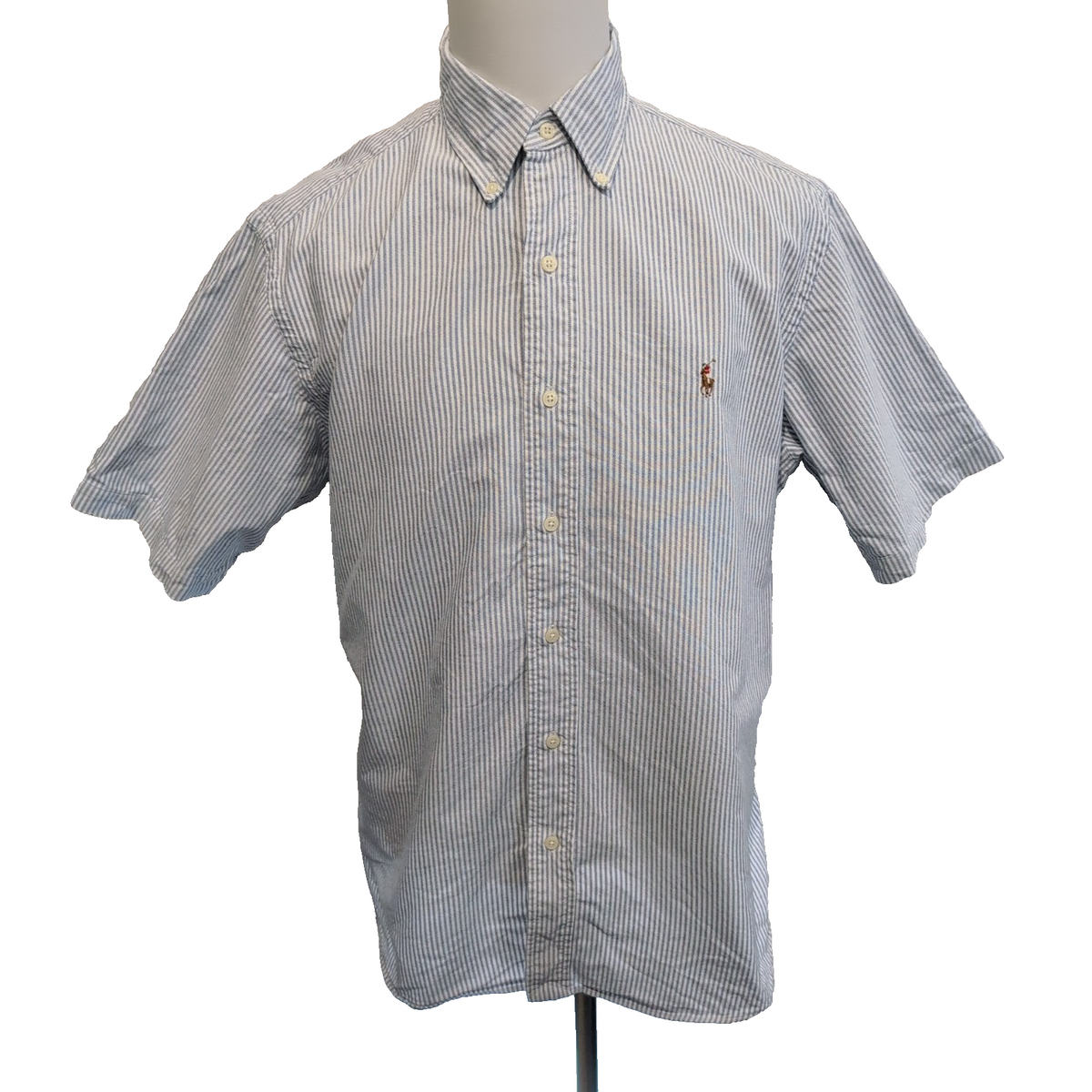 Chemise Ralph Lauren L Classic Fit bleu rayures Oxford manches courtes