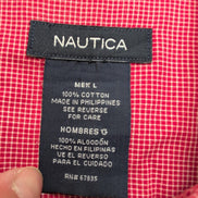 Chemise Nautica L Rouge Micro Carreaux 100% Coton Logo Manches Courtes