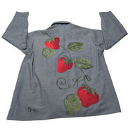 Chemise Big Mac JC Penney M Bleu Custom Fraises Signée 1974 2 Poches