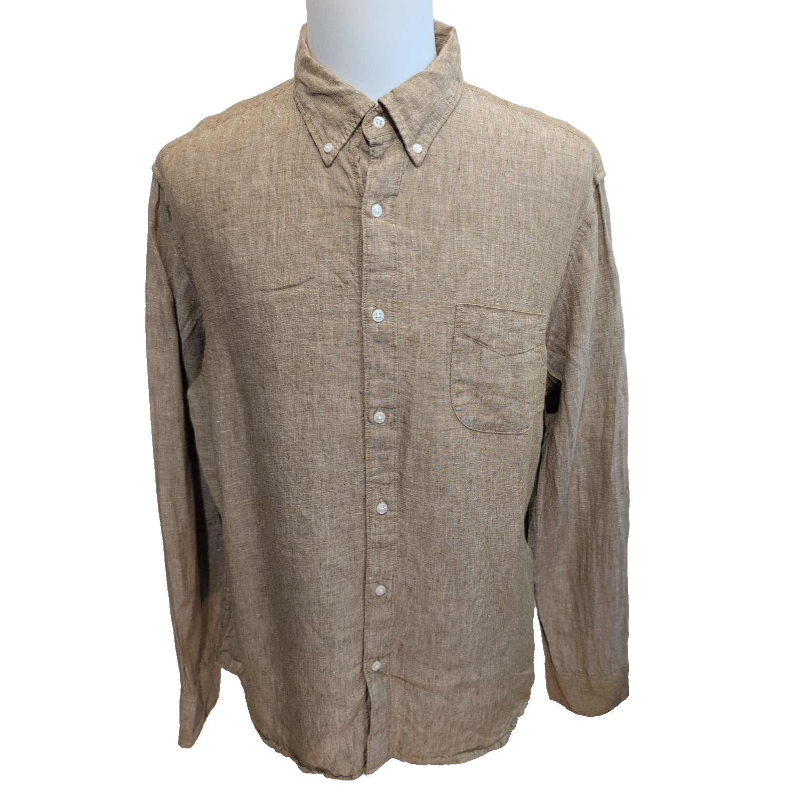 Chemise J.Crew Slim Fit M L Marron Clair Irish Linen Baird McNutt manches long