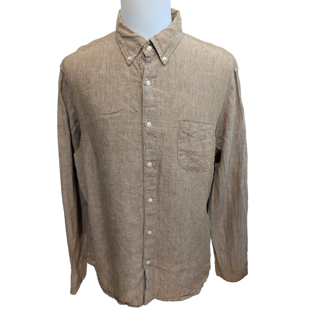 Chemise J.Crew Slim Fit M L Marron Clair Irish Linen Baird McNutt manches long