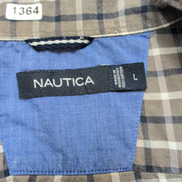 Chemise Nautica L Kaki Carreaux 100% Coton Logo Poche manches longues