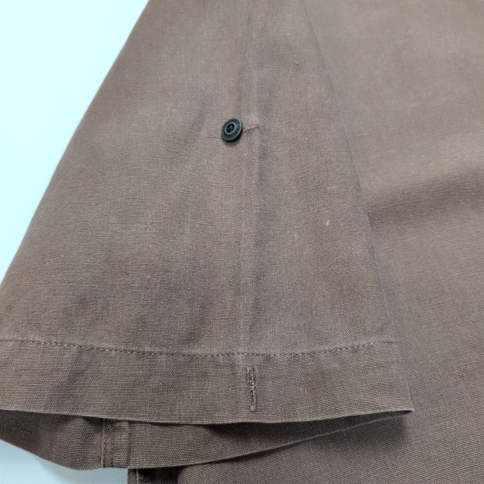 Chemise COLUMBIA Lin / Coton Homme L Marron Unie Manche Courte Poche