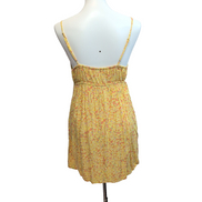 Robe d'été Jaune Fleurie Rayonne Bretelles Réglables Poches L