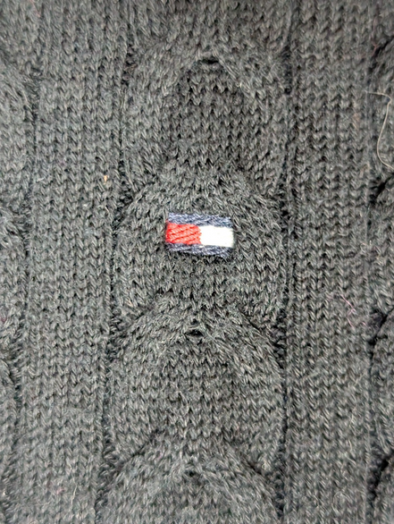 Pull Tommy Hilfiger Femme M Bleu Marine Maille Torsadée Coton Col Rond