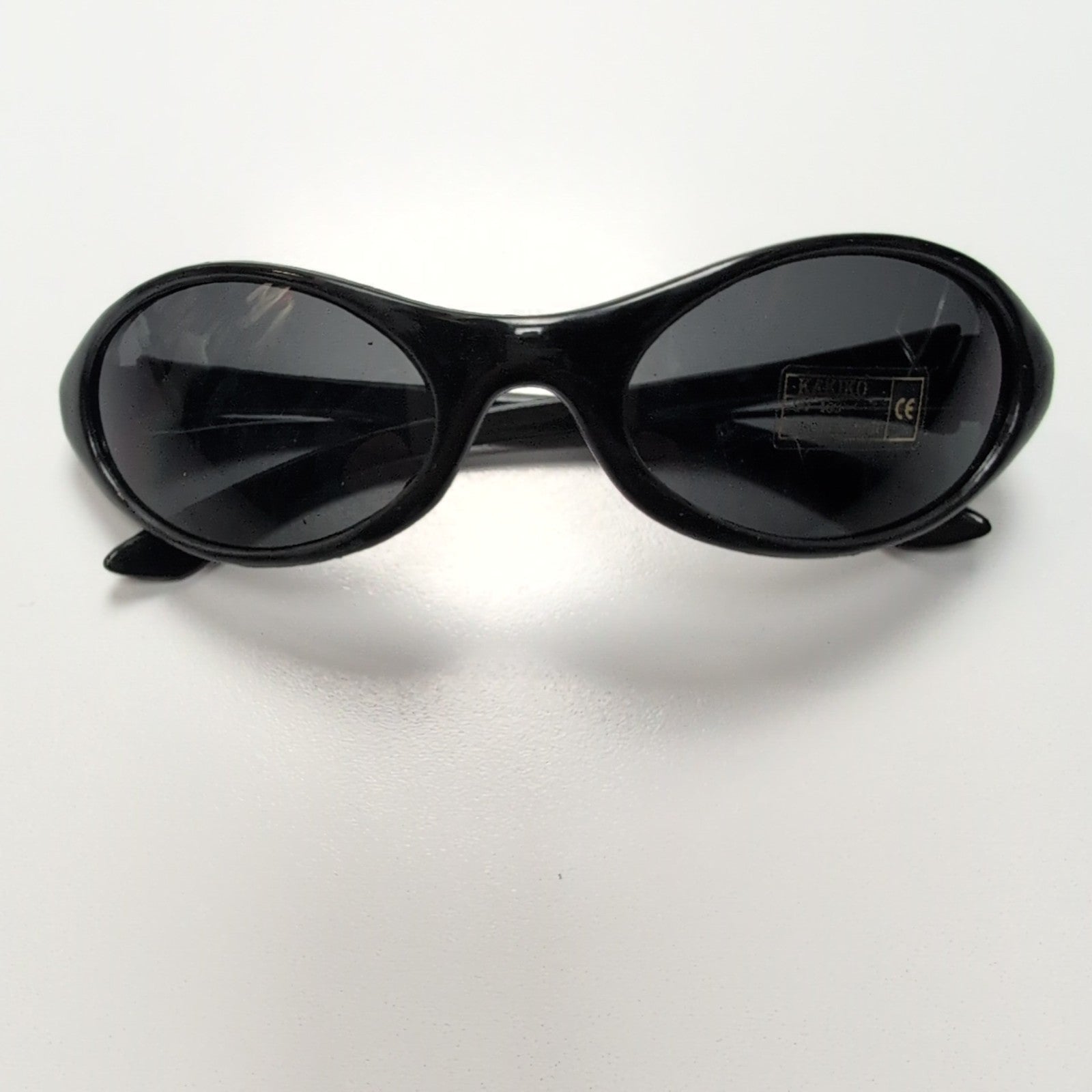 KAKIKO Lunettes de Soleil Ovales Noir Style Y2K Motif Mat et Brillant