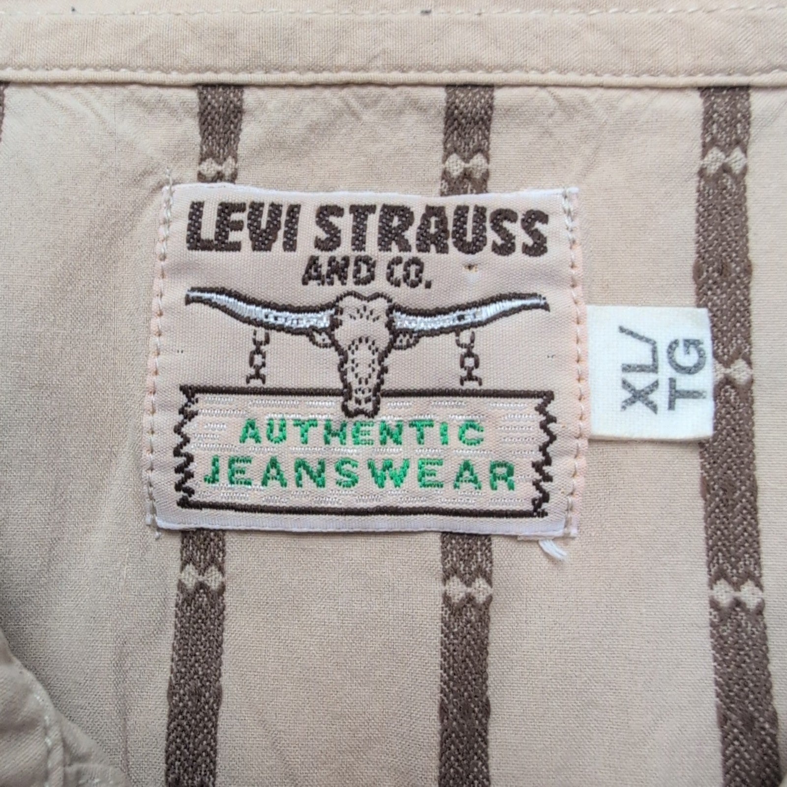 Chemise Levi’s Western XL marron rayures micromotif manches longues rare