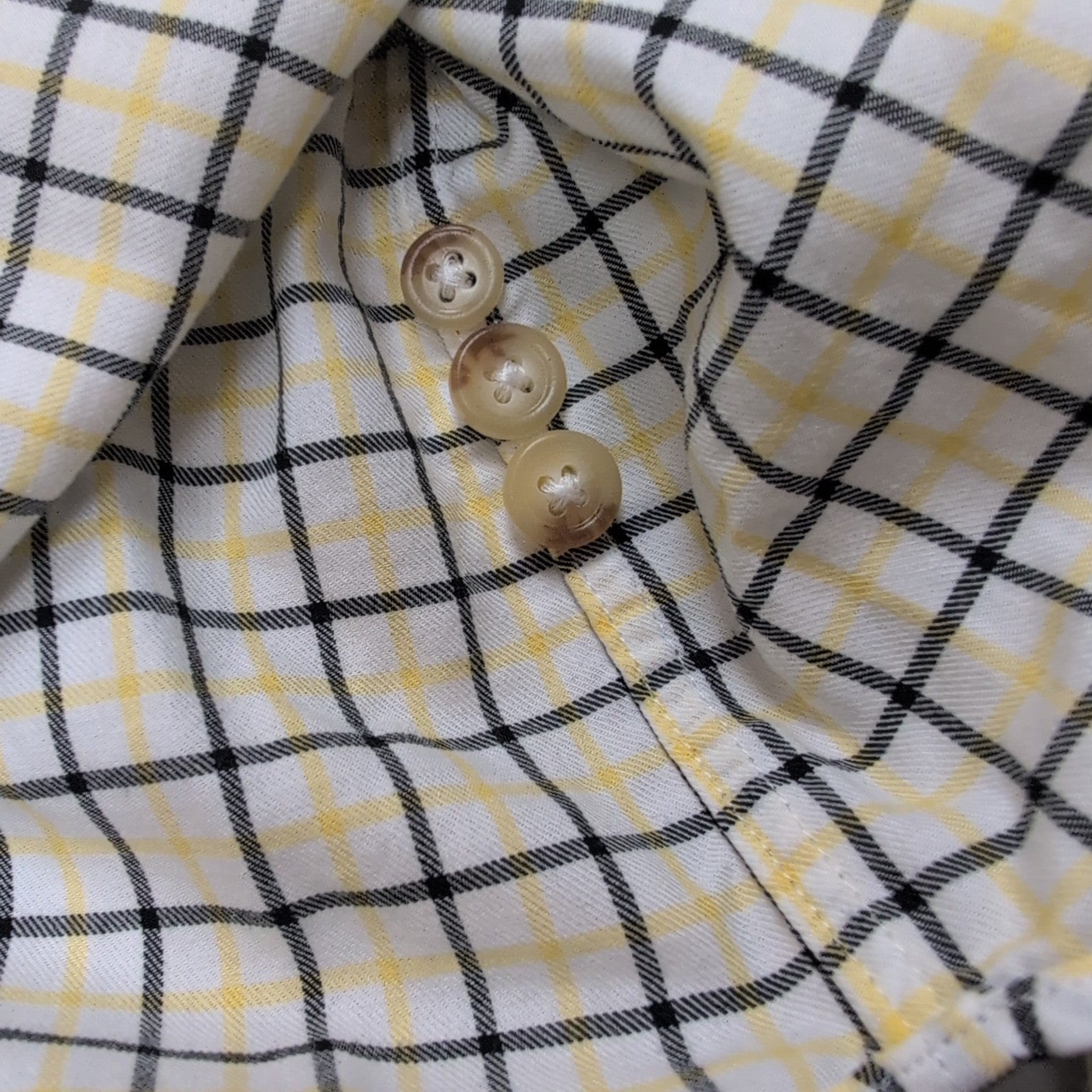 Titre : Chemise Polo Ralph Lauren L Carreaux Blanc Jaune Noir 100% Coton