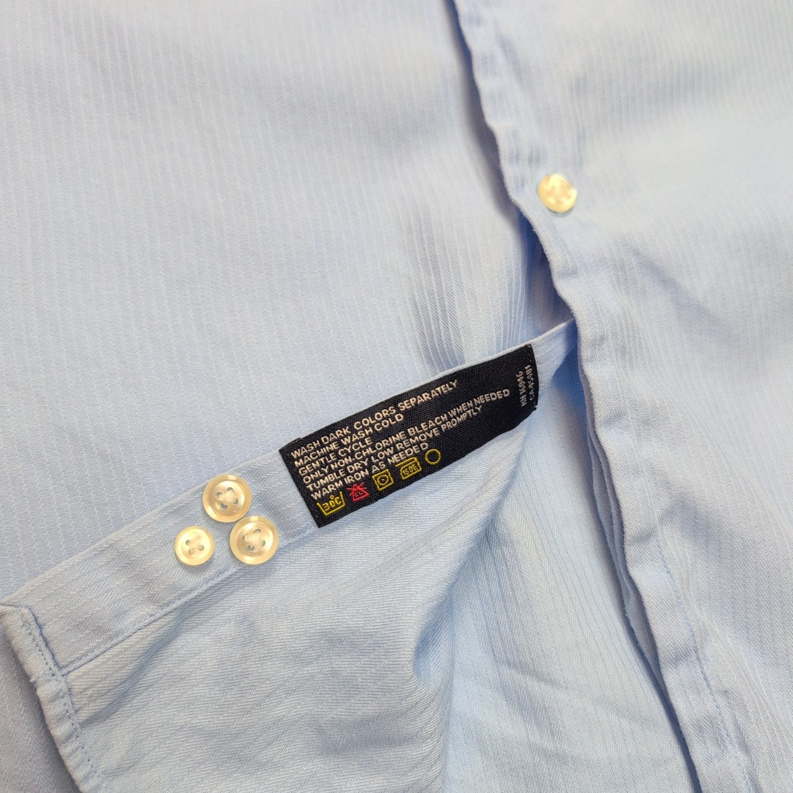 Chemise Nautica Bleu Clair Rayures Gaufrées Poignets Mousquetaires XXL