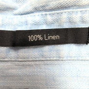 Chemise Claiborne 100% Lin Bleu Rayures Gauffrées Manches courtes Taille L