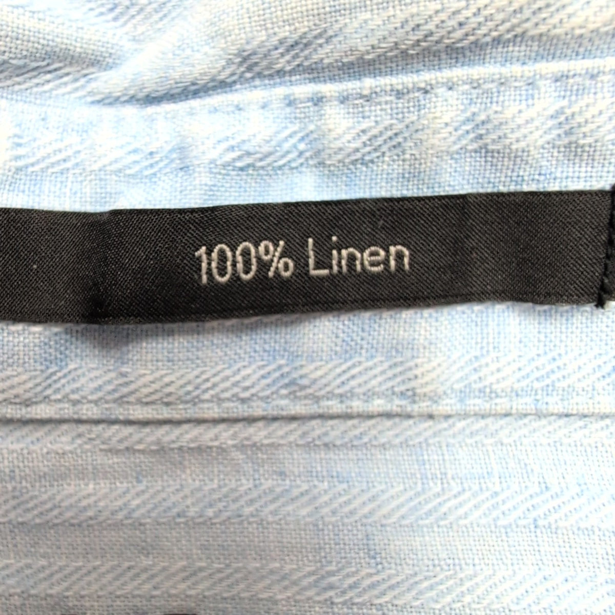 Chemise Claiborne 100% Lin Bleu Rayures Gauffrées Manches courtes Taille L