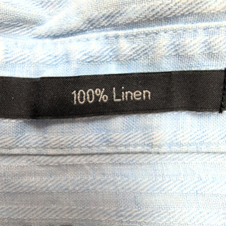 Chemise Claiborne 100% Lin Bleu Rayures Gauffrées Manches courtes Taille L