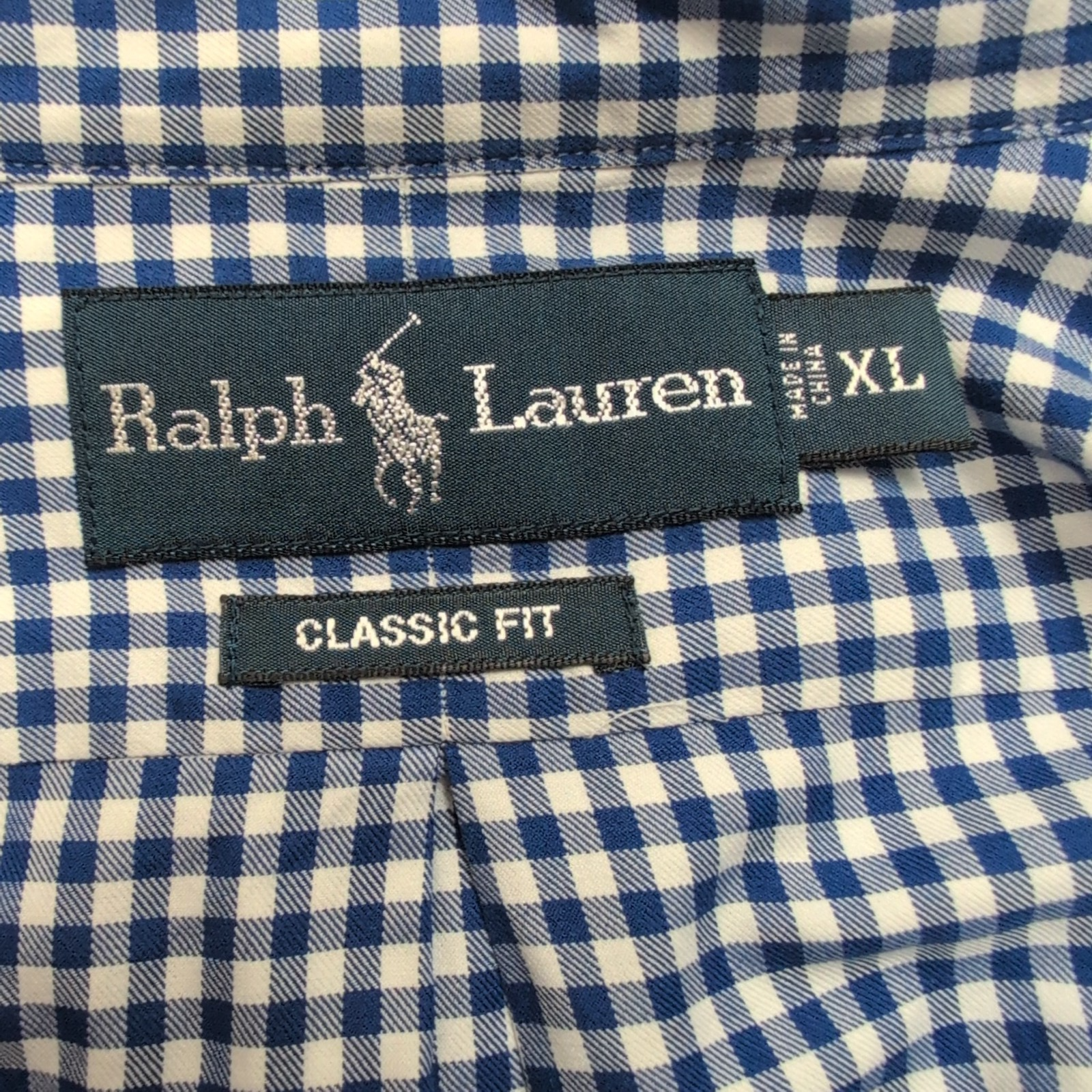 Chemise Ralph Lauren XL Classic Fit Bleu Marine Vichy Coton Excellent État