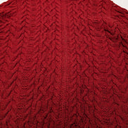 Gilet LAUREN RALPH LAUREN Rouge 100% LAINE Fait Main Torsadé Luxe Rare Femme