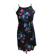Robe d'été Femme M Noire Fleurie Bretelles Fines Taille Élastique