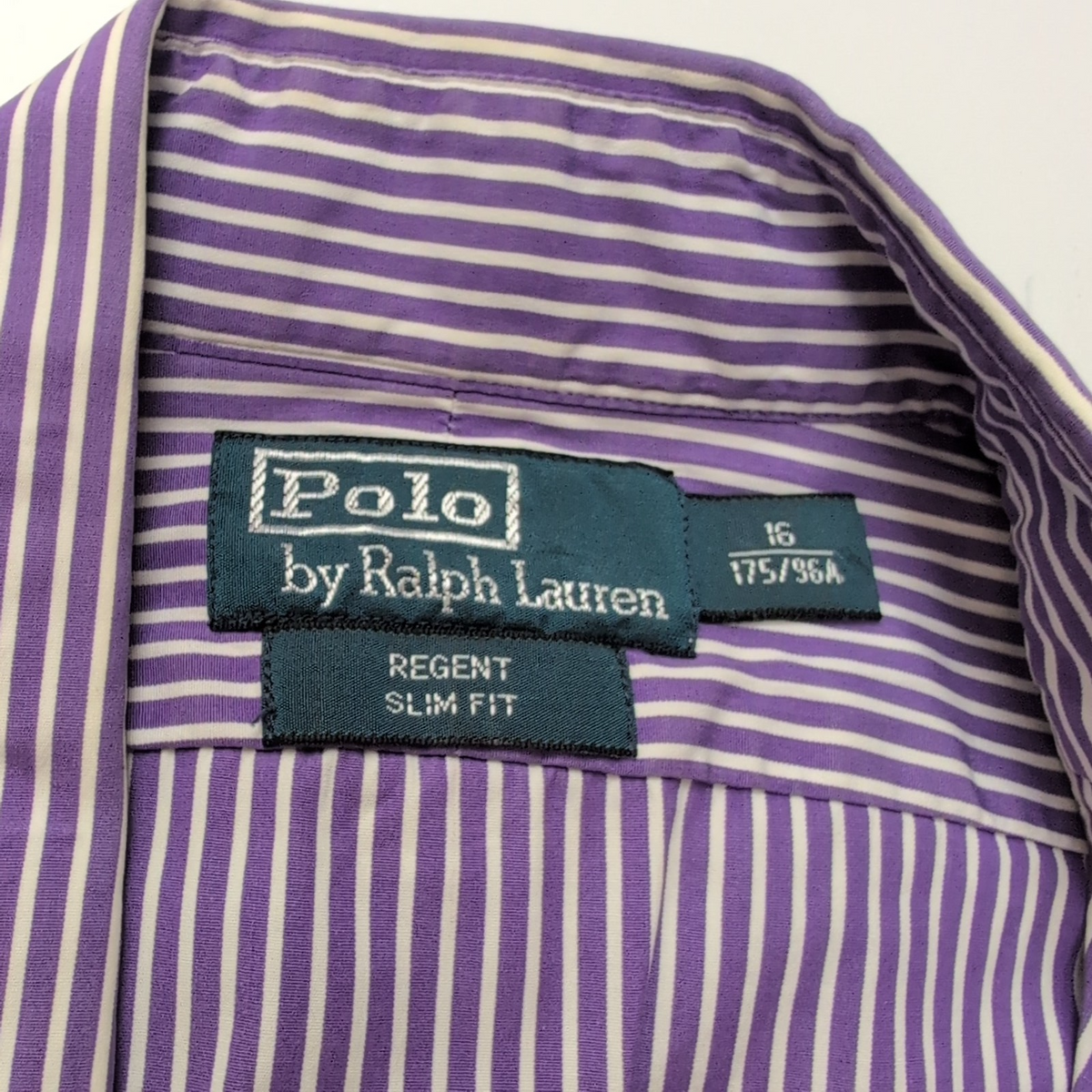 Chemise Polo Ralph Lauren Regent L Violet Rayures Slim Fit Shirt Col Classique