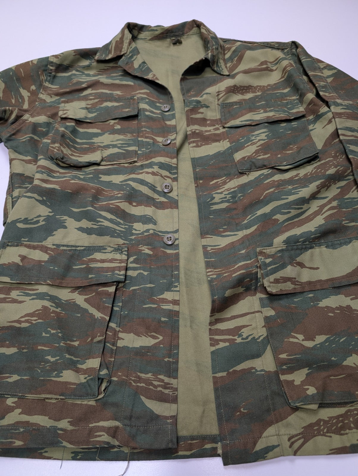 Veste militaire Vert Kaki Armée Grecque Camouflage Tiger Stripe Taille L