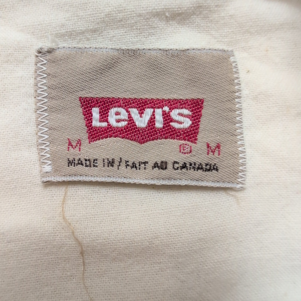 Chemise Levi's Western S Made in Canada Blanc Cassé 100% Coton RARE