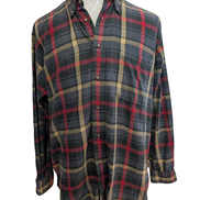 👕 Chemise IZOD L Flanelle Tartan Rouge Beige Coton |302S