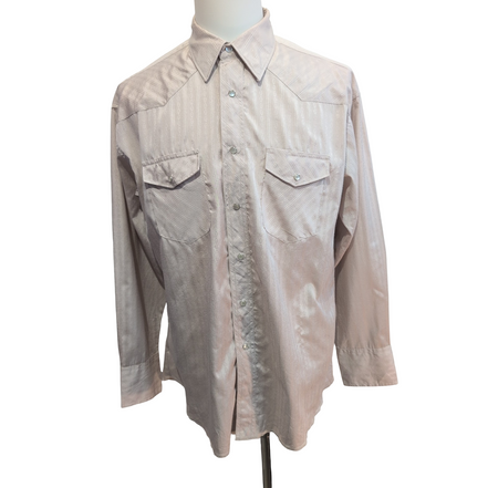 Chemise Wrangler Western Vintage Beige à Rayures Brillantes - Taille L/XL
