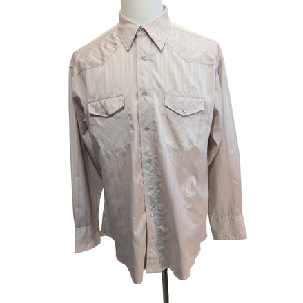 Chemise Wrangler Western Vintage Beige à Rayures Brillantes - Taille L/XL