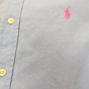 Chemise Ralph Lauren Slim Fit S Bleu Clair Logo Rose Coton Manches Longues