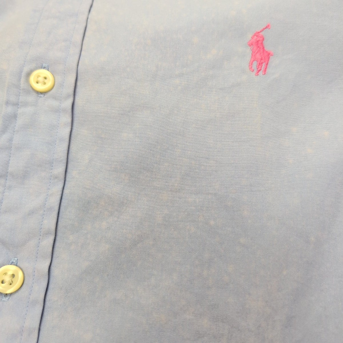 Chemise Ralph Lauren Slim Fit S Bleu Clair Logo Rose Coton Manches Longues