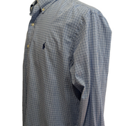 Chemise Polo Ralph Lauren Shirt L Petits Carreaux Bleu Blanc Button Down Logo