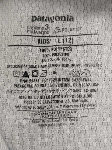 T-shirt Patagonia Manches Longues Gris - Taille L Enfant (12 ans)