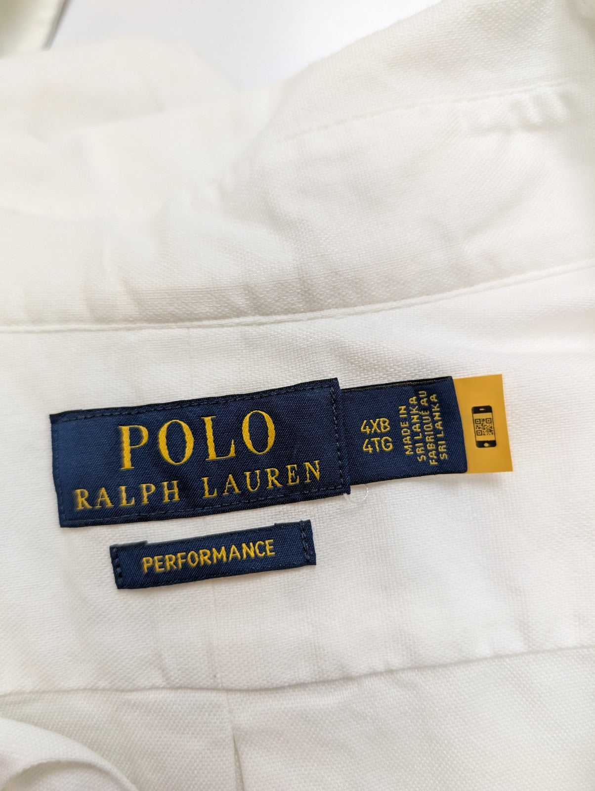 Chemise Polo Ralph Lauren Performance Blanche Manches Longues T. 4X Big 4XL 5XL
