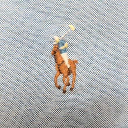 Chemise Polo Ralph Lauren L Bleue Unie Logo Marron Manches Courtes QR Code